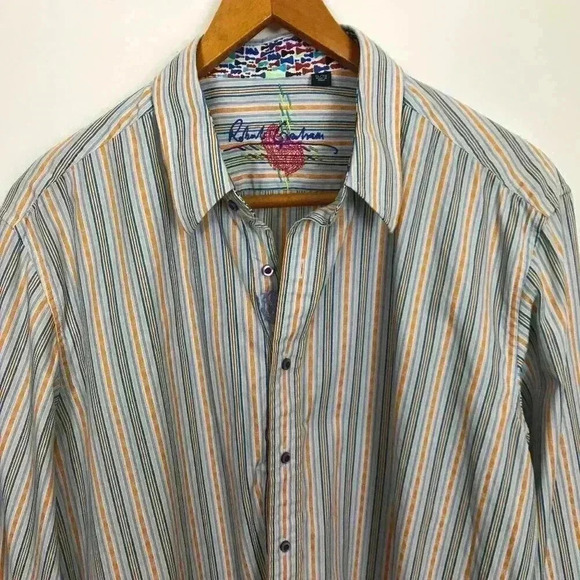 Robert Graham Men Striped Multi-Color XL Shirt - Picture 1 of 8